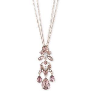Gold-Tone Crystal Double-Row Pendant Necklace
